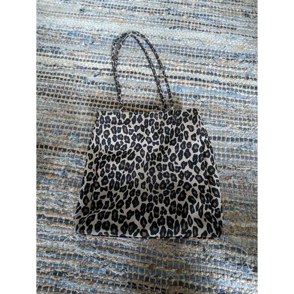 VTG Nine West Leopard Animal Print Bag With Flip Phone Holder Charm 11x13x3 Purs - Picture 9 of 11